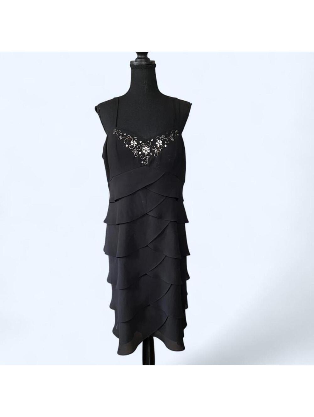 vintage Y2K fairycore rhinestone chiffon S.L. Fashions mini dress size 16 - Picture 4 of 7